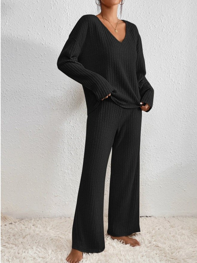 Damen Rippstrick Zweiteiliges Lounge Set