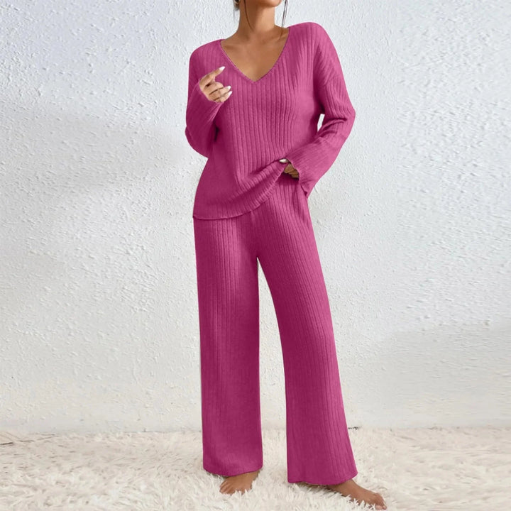 Damen Rippstrick Zweiteiliges Lounge Set
