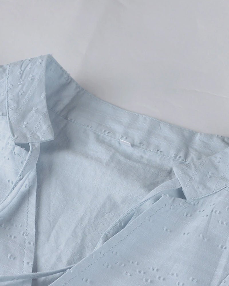 Aliams | Entspannendes Boho Hemdblusenkleid mit V-Ausschnitt für Damen