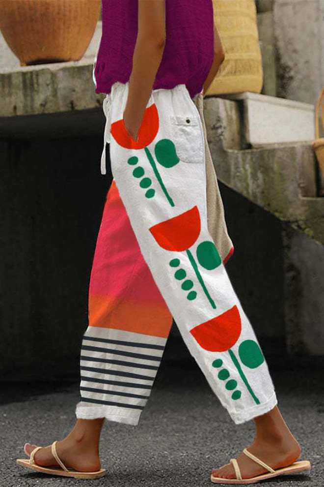 Aliams | Casual Unique Printed Button Pocket Pants