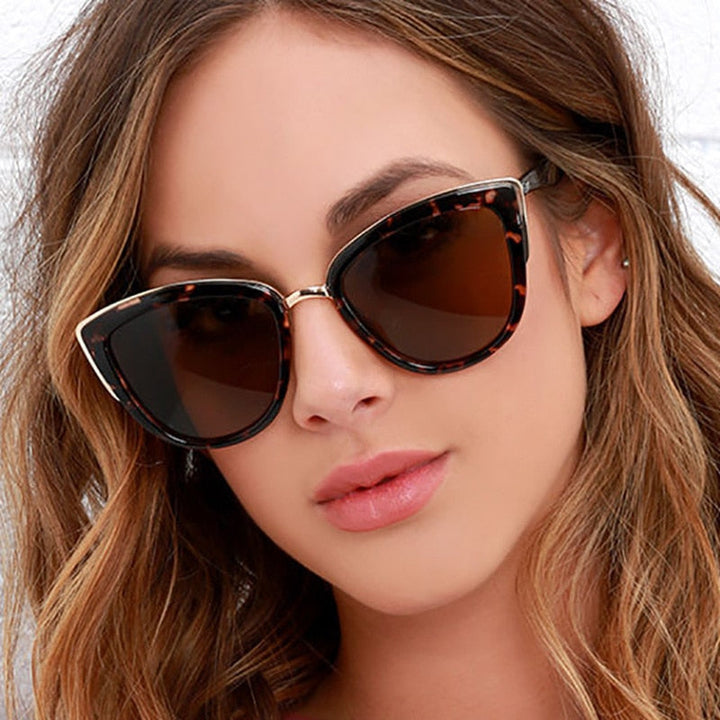 Aliams | Cat Eye Retro Fahrender Runde Metallrahmen Sonnenbrille