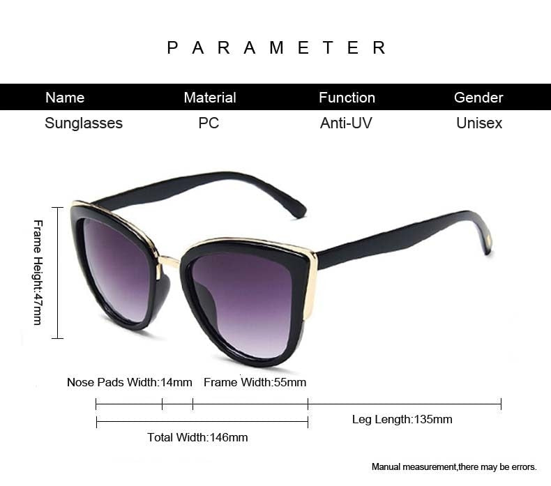 Aliams | Cat Eye Retro Fahrender Runde Metallrahmen Sonnenbrille