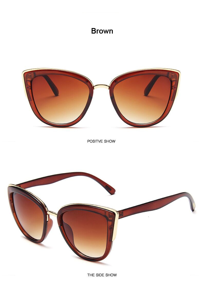 Aliams | Cat Eye Retro Fahrender Runde Metallrahmen Sonnenbrille