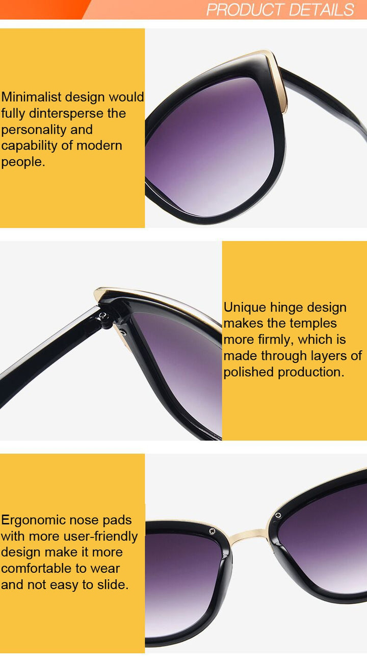 Aliams | Cat Eye Retro Fahrender Runde Metallrahmen Sonnenbrille