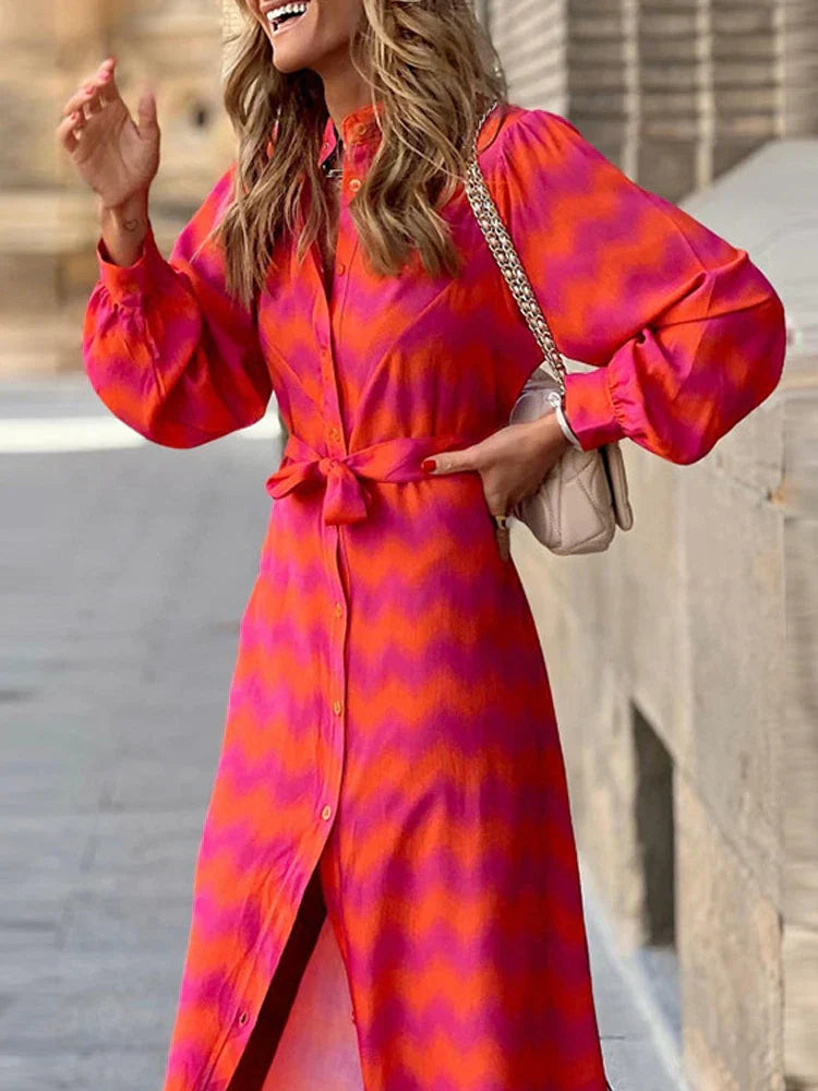 Aliams | Bedrucktes Elegantes Kleid mit Halben Ärmeln