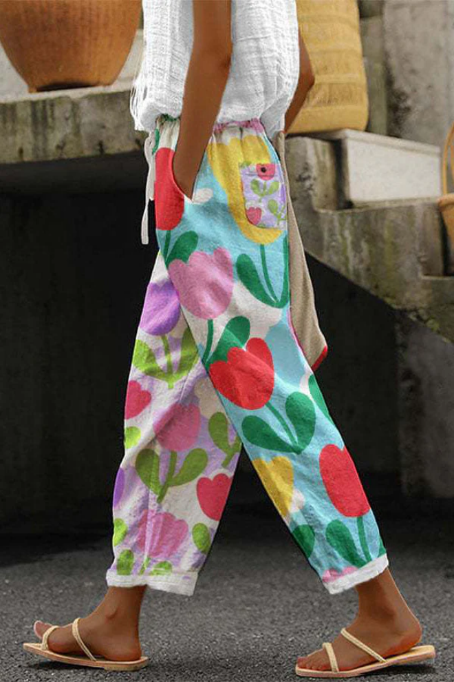 Aliams | Casual Unique Printed Button Pocket Pants