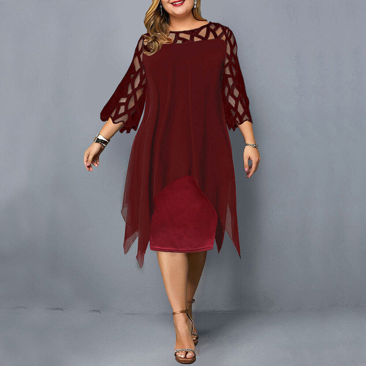 Damen Midi-Kleid In Übergröße mit Spitze – Elegant & Bequem