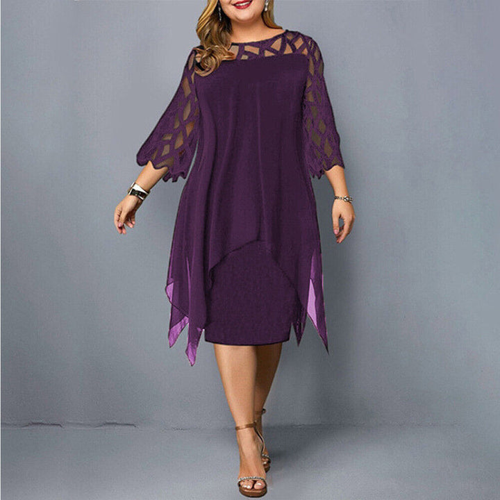 Damen Midi-Kleid In Übergröße mit Spitze – Elegant & Bequem