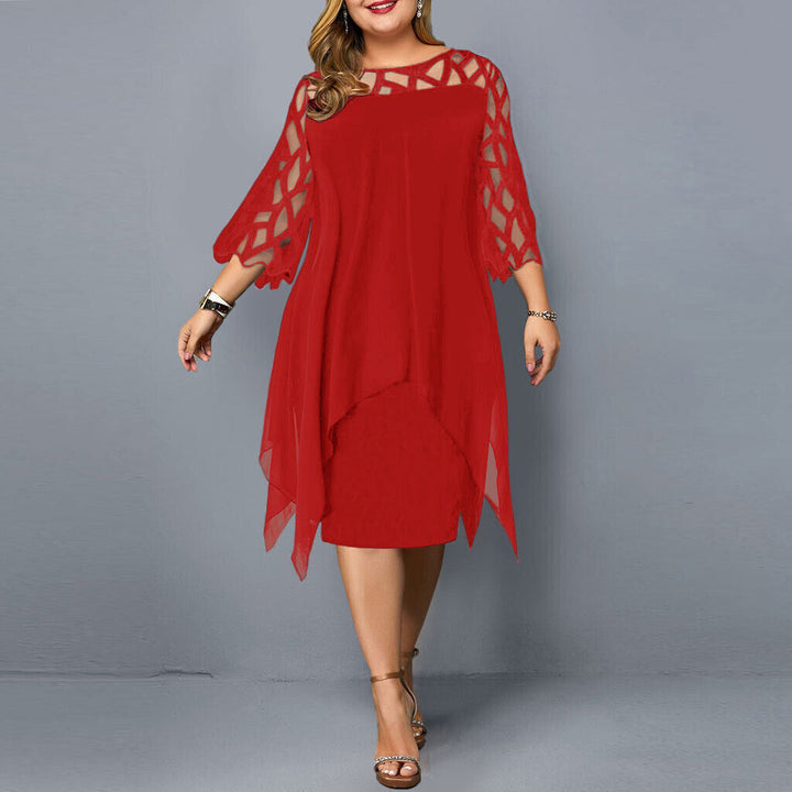 Damen Midi-Kleid In Übergröße mit Spitze – Elegant & Bequem