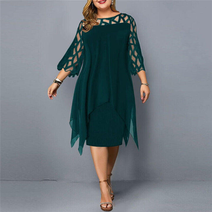 Damen Midi-Kleid In Übergröße mit Spitze – Elegant & Bequem