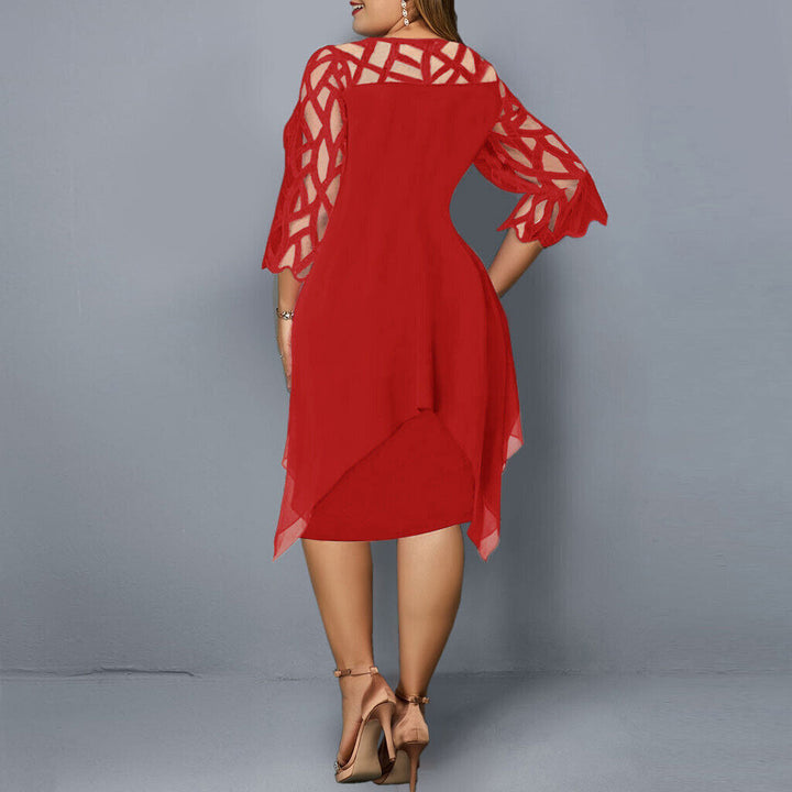 Damen Midi-Kleid In Übergröße mit Spitze – Elegant & Bequem