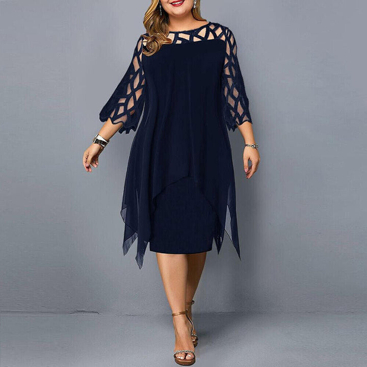 Damen Midi-Kleid In Übergröße mit Spitze – Elegant & Bequem