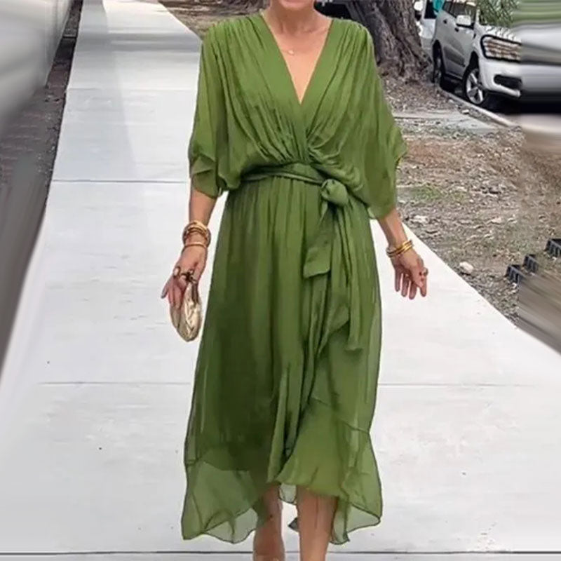 Aliams | Elegantes Flow V-Ausschnitt Kleid