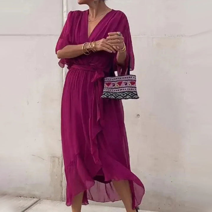 Aliams | Elegantes Flow V-Ausschnitt Kleid