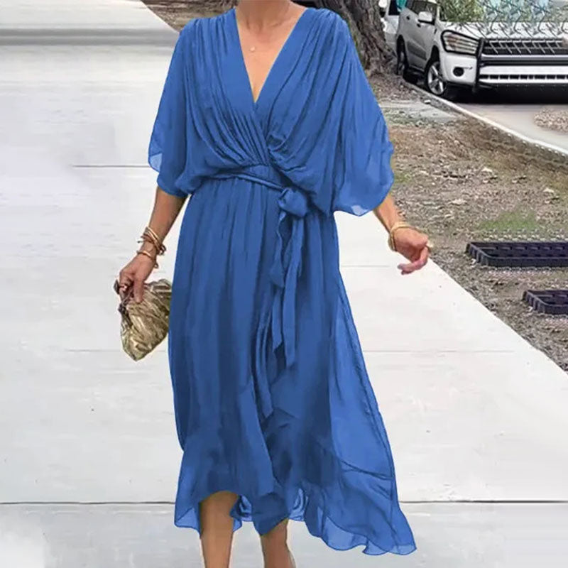 Aliams | Elegantes Flow V-Ausschnitt Kleid