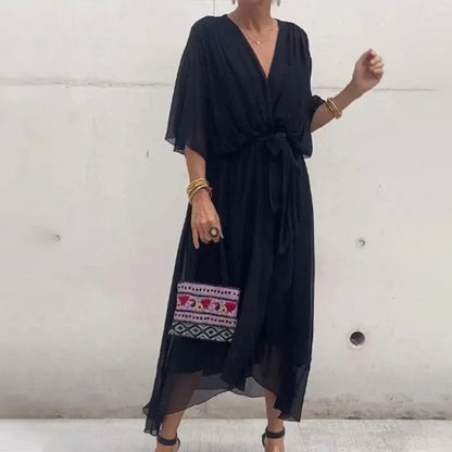 Aliams | Elegantes Flow V-Ausschnitt Kleid