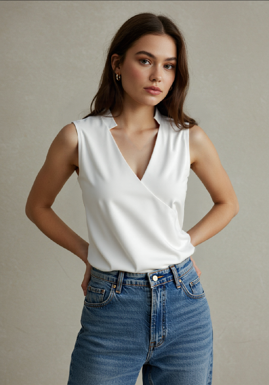 Aliams | Elegantes Ärmelloses Einfarbiges Top