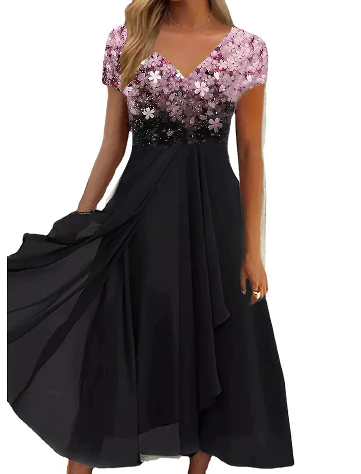 Aliams | Elegantes Midi Kleid mit Blumen-Spitze