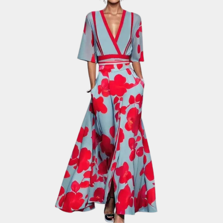 Damenkleid in Midilänge mit floralem Muster