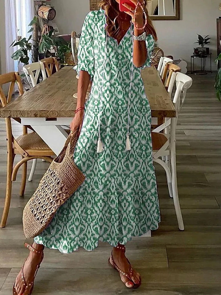 Aliams | Boho Blumen Maxi Kleid für Damen
