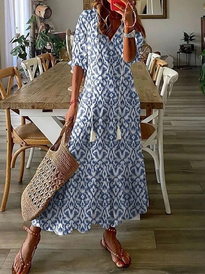 Aliams | Boho Blumen Maxi Kleid für Damen