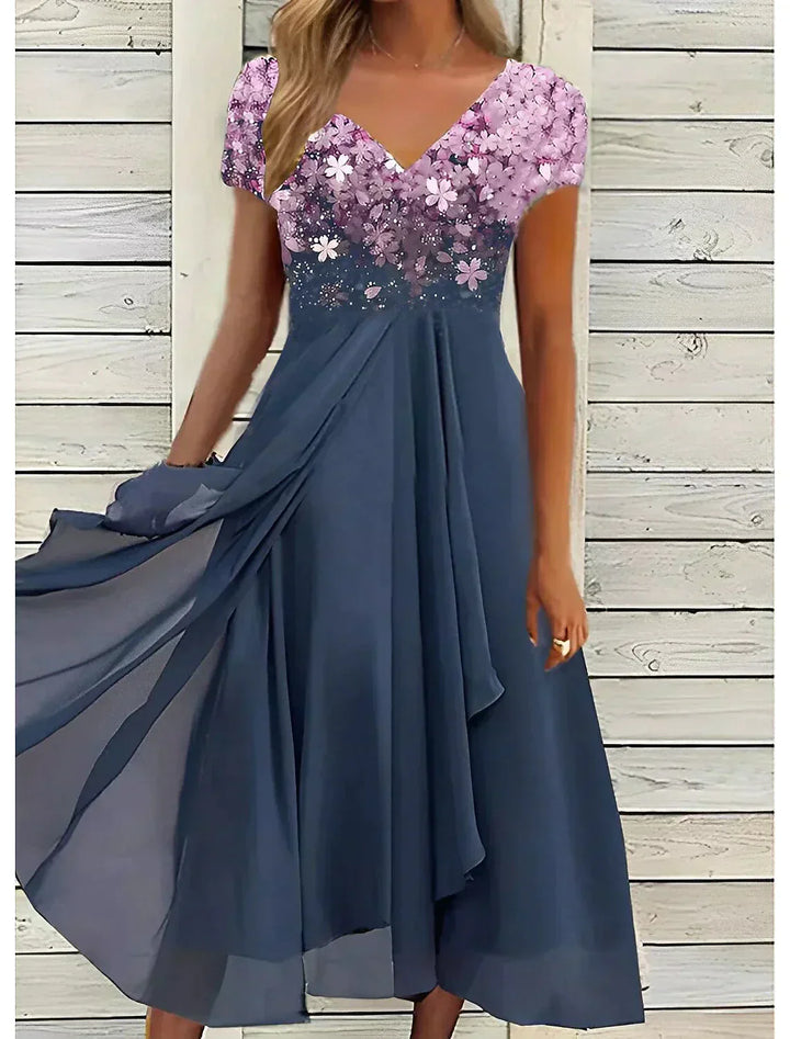 Aliams | Elegantes Midi Kleid mit Blumen-Spitze