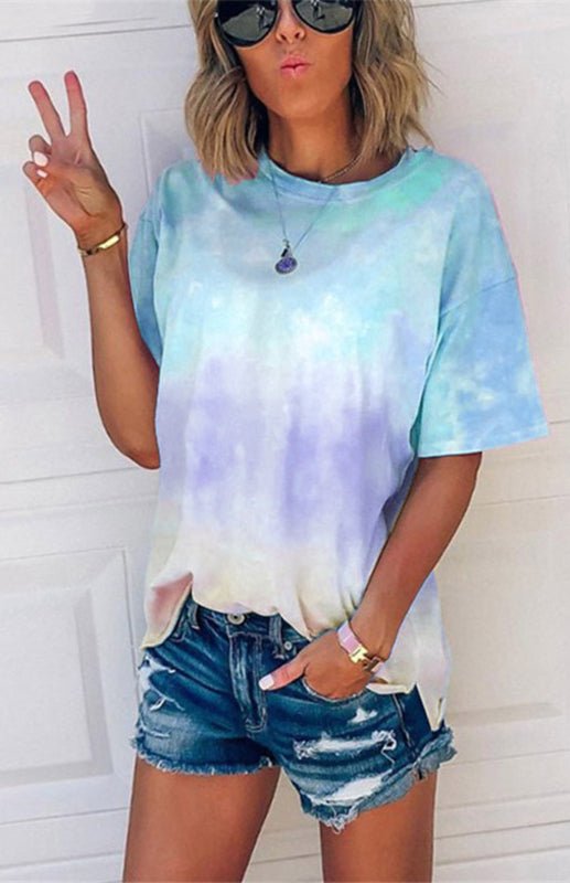 Aliams | Damen Tie Dye Gradient Print Lose T-Shirt für Frauen