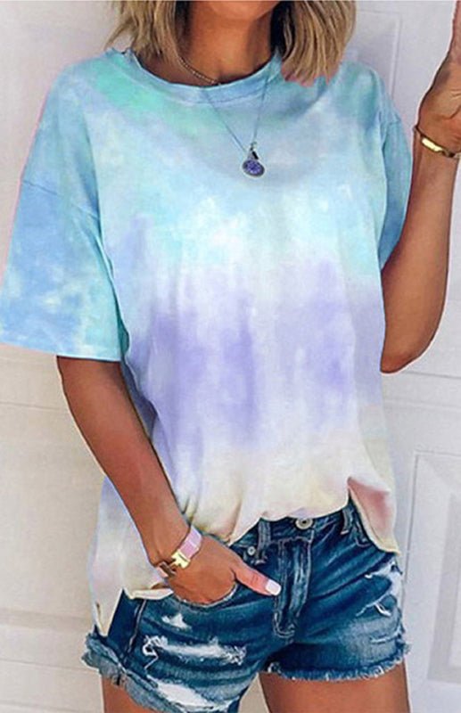 Aliams | Damen Tie Dye Gradient Print Lose T-Shirt für Frauen