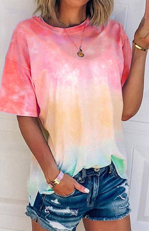 Aliams | Damen Tie Dye Gradient Print Lose T-Shirt für Frauen