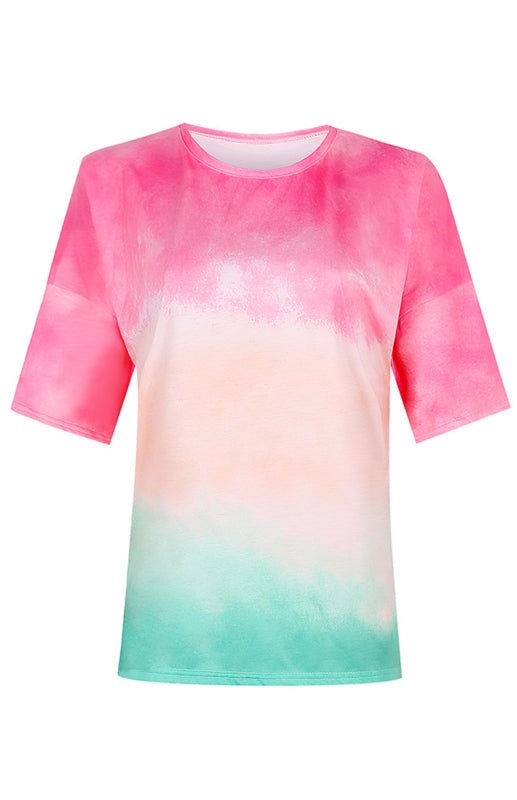 Aliams | Damen Tie Dye Gradient Print Lose T-Shirt für Frauen