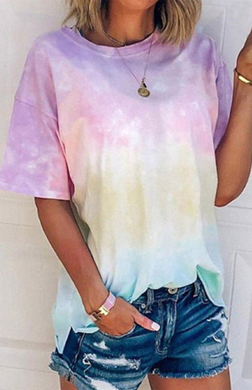 Aliams | Damen Tie Dye Gradient Print Lose T-Shirt für Frauen
