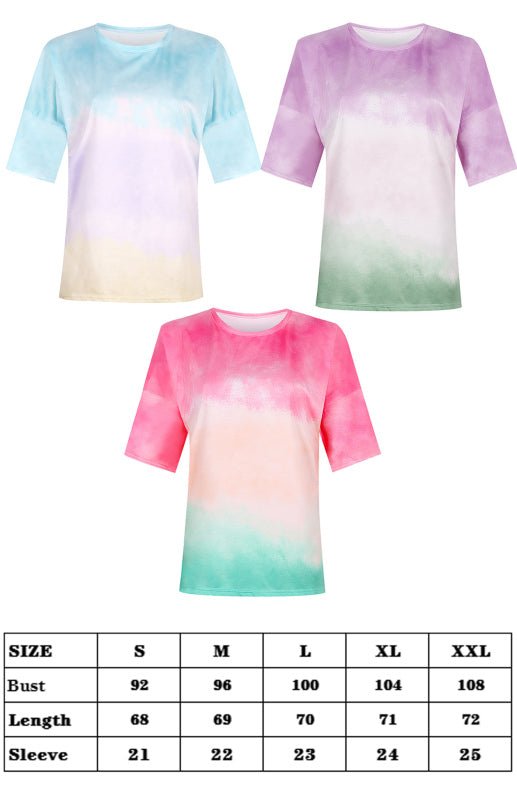 Aliams | Damen Tie Dye Gradient Print Lose T-Shirt für Frauen