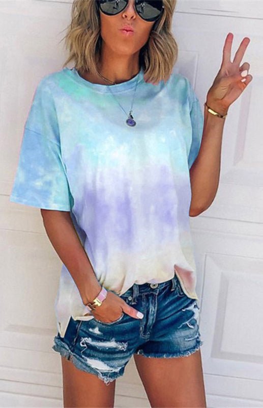 Aliams | Damen Tie Dye Gradient Print Lose T-Shirt für Frauen