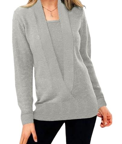 Damen Lässig Zweiteiligen Kurzen Pullover